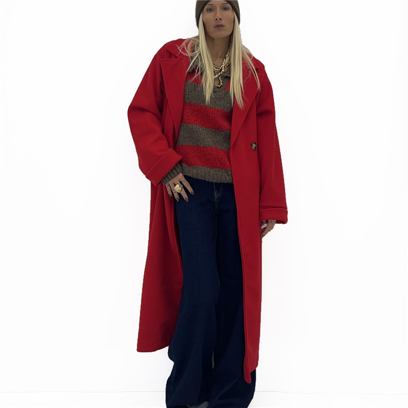 cappotto lungo con bottoni facing